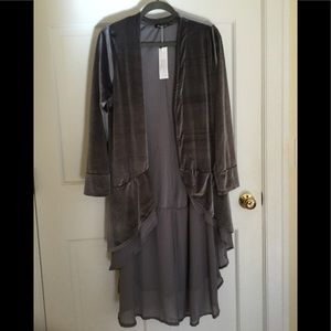 Gray velvet cardigan